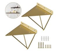 Pxzybd Support D'étagère Décoratives, 2 Équerre pour Étagere en Épingle À Cheveux Robustes, Support De Rayonnage en Métal Flottant, Équerre De Fixation Murale, Or, avec Vis,Gold-16cm(6.3in)