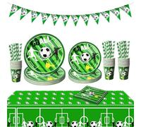 PYAILI Football Vaisselle, Football Decoration fête Anniversaire Kit, Foot Theme Papier Assiette,Enfant Garçons Football Articles Fête Deco Party Fournitures,20 Invités
