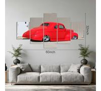 PYBILDCYJ 5 Parties Tableau Toile avec Cadre - Déco Murale Moderne pour Maison Coupé Ancien Rouge Verni Ensemble 5 Pièces 150 x 80 cm pour Salon et Chambre