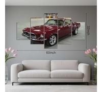 PYBILDCYJ 5 Parties Tableau Toile avec Cadre - Déco Murale Moderne pour Maison Coupé Rétro Rouge Profond Ensemble 5 Pièces 150 x 80 cm pour Salon et Chambre