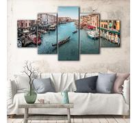 PYBILDCYJ 5 Parties Tableau Toile avec Cadre - Déco Murale Moderne pour Maison Grand canal de Venise Ensemble 5 Pièces 150 x 80 cm pour Salon et Chambre