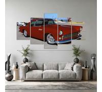 PYBILDCYJ 5 Parties Tableau Toile avec Cadre - Déco Murale Moderne pour Maison Voiture de Sport Ancienne Rouge Classique Ensemble 5 Pièces 150 x 80 cm pour Salon et Chambre