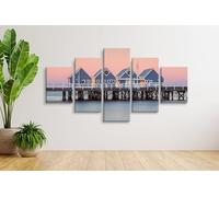 PYBILDCYJ Ensemble 5 Partitions Toile sans Cadre - Peinture Décorative Murale Grand Format Quartier résidentiel du port Décoration Moderne Salon 200 x 100 cm
