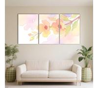 PYBILDCYJ Ensemble de 3 Tableaux Toile Fleurs aux teintes chaudes Impression Décorative Moderne avec Cadre, Idée Cadeau pour Salon ou Chambre (50 x 75cm x3)