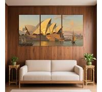 PYBILDCYJ Ensemble de 3 Tableaux Toile Opéra de Sydney et pont du Port au crépuscule Impression Décorative Moderne avec Cadre, Idée Cadeau pour Salon ou Chambre (50 x 75cm x3)