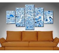 PYBILDCYJ Ensemble de 5 Tableaux Toile Encadrés - Décoration Murale Moderne pour Salon et Chambre Plan des rues de Londres, Angleterre Affiche d'Art Prêt à Accrocher, 5 Pièces 100 x 55 cm