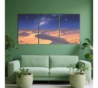 PYBILDCYJ Peintures sur Toile 3 Morceaux Impressions sur Toile Dunes de désert sous la Voie Lactée avec ciel étoilé Poster Décoratif Moderne sans Cadre pour Salon (60 x 90cm x3)