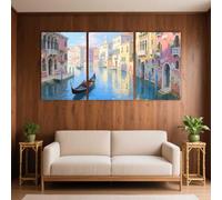 PYBILDCYJ Tableau Imprimé sur Toile Encadré Toile tendue sur châssis Canal de Venise avec gondole et bâtiments colorés Ensemble 3 Pièces, Déco Moderne pour Maison (40 x 60cm x3)