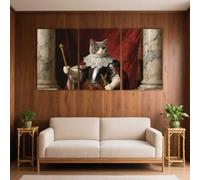 PYBILDCYJ Tableau Imprimé sur Toile Encadré Toile tendue sur châssis Chat gris avec armure et sceptre Ensemble 3 Pièces, Déco Moderne pour Maison (40 x 60cm x3)