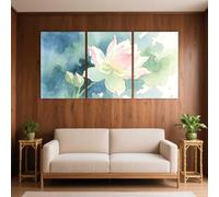PYBILDCYJ Tableau Imprimé sur Toile Encadré Toile tendue sur châssis Fleur de lotus rose et blanche Ensemble 3 Pièces, Déco Moderne pour Maison (40 x 60cm x3)