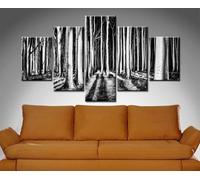 PYBILDCYJ Tableau Mural Artistique 5 Pièces Toile Encadrée - Grande Décoration Murale Moderne pour Salon Forêt en noir et blanc Prêt à Accrocher 200 x 100 cm