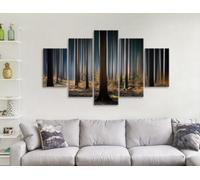 PYBILDCYJ Tableau Mural Artistique 5 Pièces Toile Encadrée - Grande Décoration Murale Moderne pour Salon Grands arbres Prêt à Accrocher 200 x 100 cm