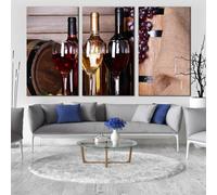 PYBILDCYJ Triptyque Sans Cadre en Toile Salon Contemporain Impression HD Nature morte avec tonneau de vin plat Decoration Murale Chambre Salle De Bain Cuisine (40 x 60cm x3)