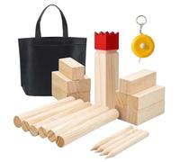 Pybyhiy Kubb Jeu Viking, Bois Massif, Jeu de Lancer Extérieur avec Sac de Transport et Règles du Jeu, Jeu Suédois pour Jardin, Camping, Plage, Pelouse, Fêtes en Plein Air, Famille et Amis