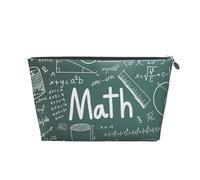 PYCAHENK Formulas Shapes Theory Math Leçon Word Sac de toilette de voyage en cuir avec fermeture éclair Portable, Argenté., Taille unique