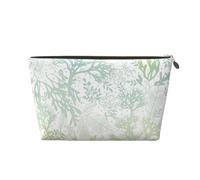 PYCAHENK Trousse de toilette de voyage en cuir avec fermeture éclair et imprimé algues bleues vertes, doré, Taille unique