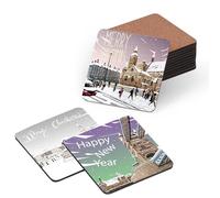 PYD Life Lot de 50 sous-verres carrés vierges en MDF avec dos en liège - 9,5 cm x 9,5 cm - Pour sublimation et loisirs créatifs