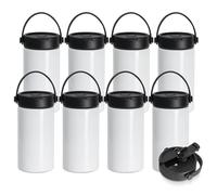 PYD Life Lot de 8 bouteilles d'eau vierges de 600 ml à large goulot isothermes sous vide avec paille à rabat et poignée Portalbe