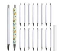 PYD Life Pen Heat Press Sublimation Oven Lot de 20 stylos à bille sans clip avec 25 films rétractables Blanc