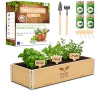 PYEF CRAFTS Kit Potager d'Intérieur Herbes Aromatiques Kit Jardinage Adulte pour Plantes Aromatiques Persil, Basilic, Origan, Coriandre - Jardinage Potager Balcon et Cuisine - Prêt à Pousser