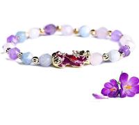 PYENHDI Bracelet Feng Shui, Bracelet Pixiu, breloque changeante de couleur, multi-pierres, quartz rose, améthyste, porte-bonheur et richesse