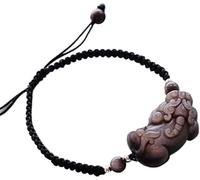 PYENHDI Collier de jade Pixiu, Collier/bracelet Feng Shui de richesse, ensemble bijoux en obsidienne argentée et cristal Pixiu, pierre talisman