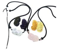 PYENHDI Collier de jade Pixiu, Collier Feng Shui de richesse ajustable, amulette en cristal chakra, jaune foncé