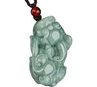 PYENHDI Collier de jade Pixiu, Collier Feng Shui de richesse Ruyi Tail Pi Yao Charm Niveau A Pendentif en jade Cordon d'espacement agate
