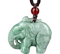PYENHDI Collier de jade Pixiu, Collier Feng Shui Éléphant de Bonne Nouvelle, pendentif en jade antique, porte-bonheur niveau A, cordon