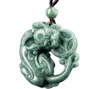 PYENHDI Collier de jade Pixiu, Collier Pi Yao en cristal, amulette Feng Shui de richesse, Fei Cui contre les mauvais esprits