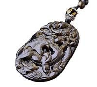 PYENHDI Collier de jade Pixiu, Collier Pixiu en or - Pendentif Pi Yao obsidienne Talisman de richesse Feng Shui Unisexe Adulte
