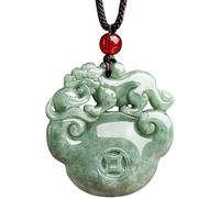 PYENHDI Collier de jade Pixiu, Collier Ruyi Pi Yao en cristal, amulette Feng Shui de richesse niveau A, pendentif jade Fei Cui