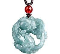 PYENHDI Collier de jade Pixiu, Fei Cui Jade Feng Shui richesse Pi Yao mordant pièce ancienne pendentif à breloque attirant la