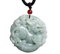 PYENHDI Collier de jade Pixiu, Feng Shui Double face Pixiu Piyao collier pendentif seulement 7A Fei Cui Jade cristal Antique