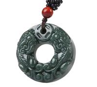 PYENHDI Collier de jade Pixiu, Pendentif Feng Shui Double Pixiu Piyao en jade néphrite Hetian et cristal, accessoires de bricolage