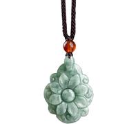 PYENHDI Collier Feng Shui en jade, Collier avec pendentif en Jade vert, porte-bonheur, fleur de jonquille, for femmes et hommes, bijoux Feng Shui
