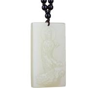 PYENHDI Collier Feng Shui en jade, Collier bouddha en Jade blanc sculpté à la main for hommes, bijoux Feng Shui, pendentif amulette porte-bonheur