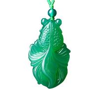 PYENHDI Collier Feng Shui en jade, Collier de poisson en Jade sculpté à la main for femmes et hommes, pendentif Feng Shui, bijoux