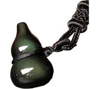 PYENHDI Collier Feng Shui en jade, Collier en calebasse d'obsidienne œil arc-en-ciel naturel, bijou de la famille Wu Lou, cristal guérison
