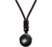 PYENHDI Collier Feng Shui en jade, Collier pendentif de bénédiction en obsidienne for femmes et hommes, amulette porte-bonheur réglable