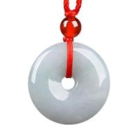 PYENHDI Collier Feng Shui en jade, Collier pendentif émeraude naturelle, fermoir de sécurité, cordon rouge, noir tressé