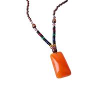 PYENHDI Collier Feng Shui en jade, Collier pendentif en ambre porte-bonheur, chaîne maille