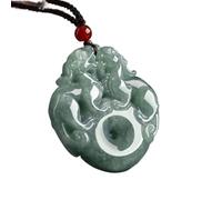 PYENHDI Collier Feng Shui en jade, Collier pendentif en jade de richesse, jadéite naturelle, double fermoir sécurité Pixiu/Pi Yao