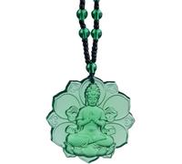 PYENHDI Collier Feng Shui en jade, Collier vert Imitation cristal, pendentif Quan Yin, bijoux Feng Shui