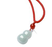 PYENHDI Collier Feng Shui en jade, Pendentif Hulu Wu Lou en calebasse de jade naturel, chaîne tissée à la main, collier amulette