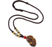 PYENHDI Collier Feng Shui en jade, Pendentif Pixiu for femmes et hommes, collier bouddha en obsidienne, bijoux Feng Shui