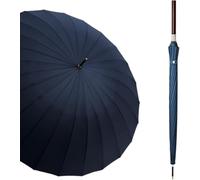 PYENHDI Parapluie de voyage coupe-vent, Parasol droit en bois de couleur unie, manche long, 24 baleines, ouverture automatique, 114 cm