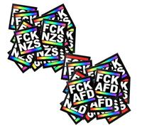 PYEUIFT 100 Pièces Autocollants, Politique Gauche Outdoor Autocollants, FCKAFD Autocollants, FCKNZS Autocollants, 5 * 5cm Carré, Chacun 50 Pièces, Lettre Autocollantes, Contre la Droite