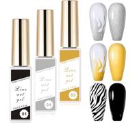 PYEUIFT 3 Pièces Metallique Vernis Gel Semi Permanent Chrome Vernis à Ongles 3D Effet Miroir 8ML Doré Argent Vernis à Ongles Pailleté Liner Ongle Nail Art Fin pour Française Peint