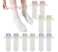 PYEUIFT Chaussettes Aimantées 5 Paires Funny Holding Hands Socks À Aspiration Magnétique Chaussette Drôle Novelty Hand in Hand Friendship Socks, Big Eyes Magnet Socks for Lovers Friends Sisters